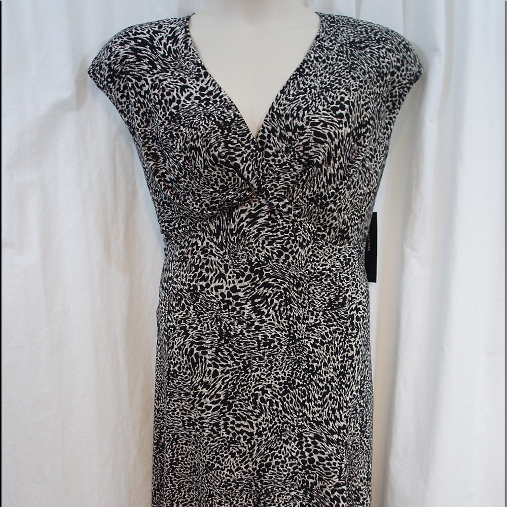 Jones New York Black Leopard Career Jersey Dress